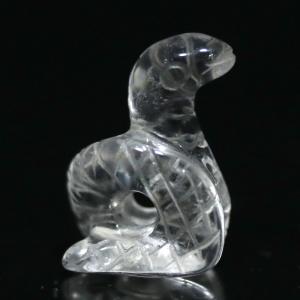 【天然石　招き猫】　パワーストーン 石流通センター 招き猫 金運 縁起物 彫刻置物 水晶・福 約32x40mm