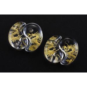 石流通センター 彫刻ビーズ シトリン 10mm (素彫り) 五爪龍 天然石