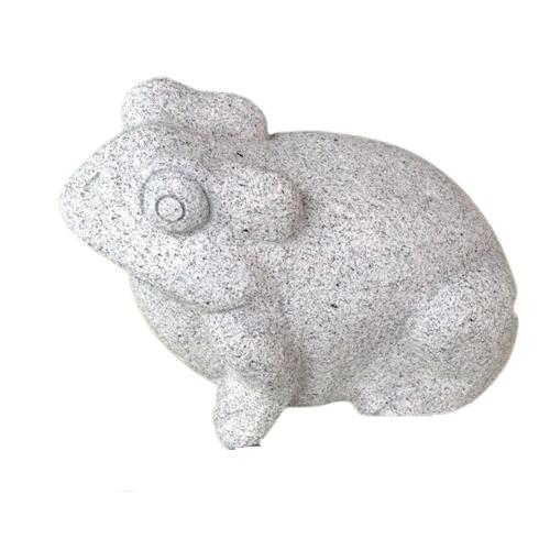 蛙８寸　かえる　白御影石製品　置物　石材彫刻品　カエル