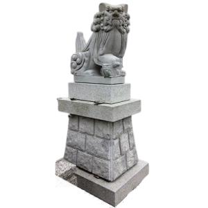 狛犬　神社に　台座付　白御影石製｜stoneyamagishi5