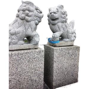 狛犬　白御影石　個人の神社などに最適　小さいサイズ　台座付｜stoneyamagishi5