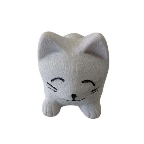 ねこ　白　石材彫刻品 猫のインテリアストーン置物 石製品