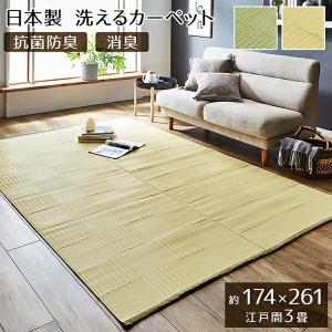 ラグ 純国産 洗える カーペット リリーフ 江戸間3畳 約174×261cm 抗菌 防臭 長方形｜store-anju