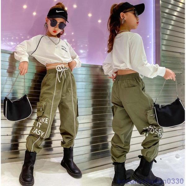 ジャズダンス キッズ ダンス衣装 ヒップホップ 派手 ダンストップス パンツ セットアップ 子供 パ...