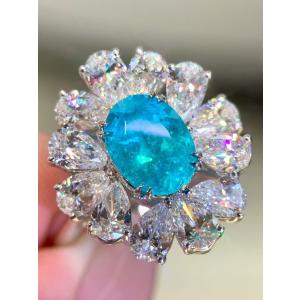 1.80ct ブラジル産パライバトルマリン オーバルブリリアントカット リング 18kホワイトゴールド