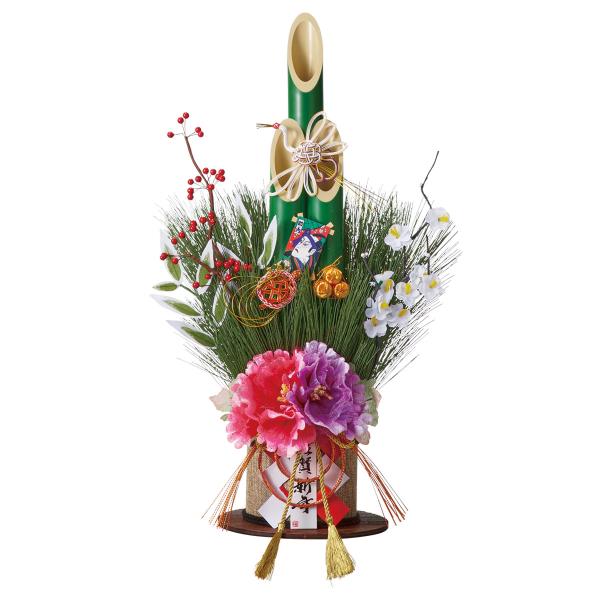 門松 正月飾り 造花 門松作り_牡丹竹門松 高さ60cm 1台_58-187-3-1_8724-14...
