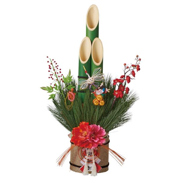 門松 正月飾り 造花 門松作り_牡丹竹門松 高さ90cm 1台_58-187-3-2_8724-14...