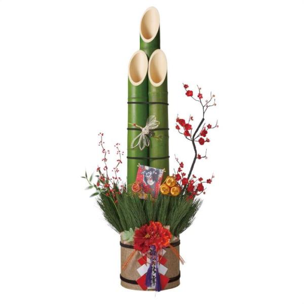 門松 正月飾り 造花 門松作り_牡丹竹門松 高さ150cm 1台_58-187-3-4_8724-1...