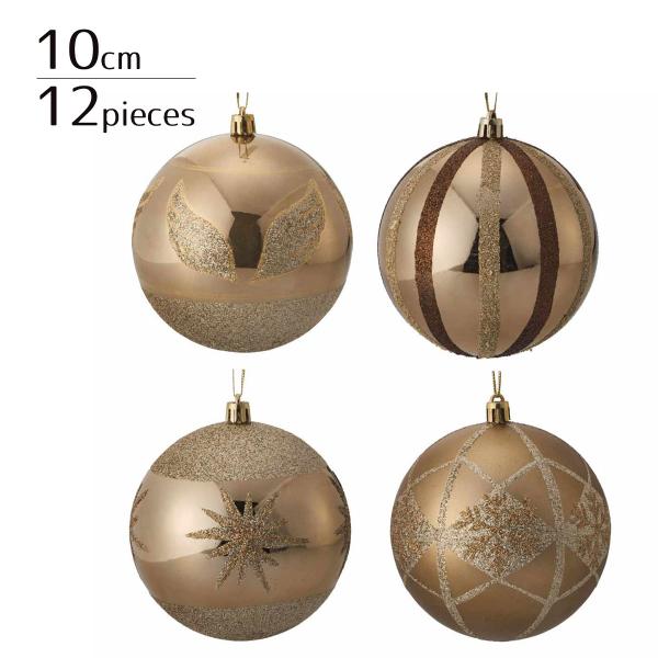 クリスマス オーナメント クリスマスツリー 飾り_【10cm／12個入り】プラスチックオーナメントボ...
