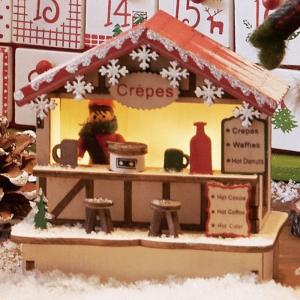クリスマス 飾り 飾り付け 装飾_LED木製クリスマスマーケット クレープ W10×H10cm 1個_38-81-6-1_2295430｜store-express