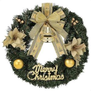 リース 玄関 _【直径30cm】オーナメント付きクリスマスリース ゴールド 1個_58-45-1-2_8725-498