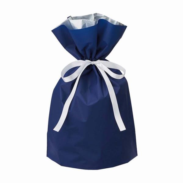 【20枚入り】梨地リボン付ギフトバッグ 45cm ネイビー_61-759-80-4_36113-92...