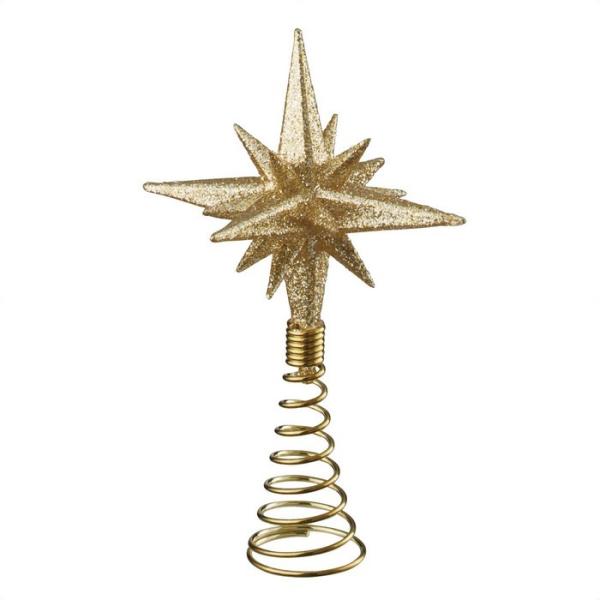 クリスマス オーナメント クリスマスツリー 飾り_グリッターツリートップスター H15cm ゴールド...