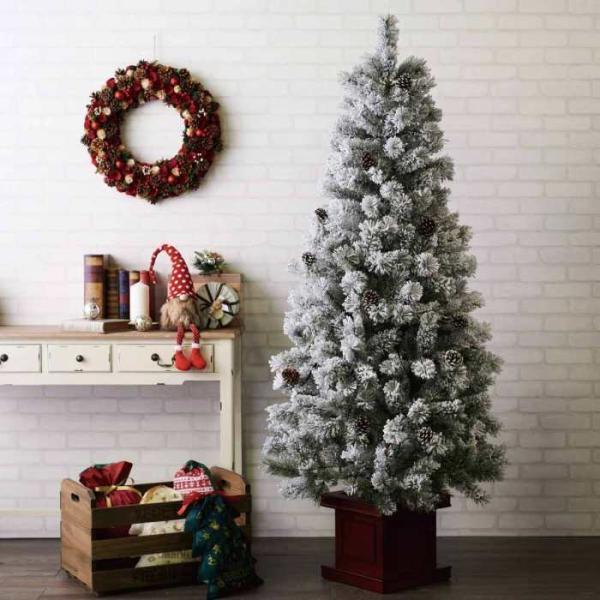 クリスマスツリー   北欧_ブラシクリスマスツリー スリムスノー H150×W66cm 1台_58-...