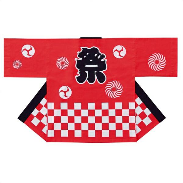 法被 はっぴ ハッピ 衣装_祭ハッピ 赤 L 1枚_61-248-2-3_6443-8017