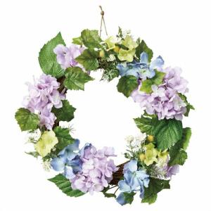 リース 花 玄関 造花_【直径30cm】あじさい造花リース 1個_55-12-1-1_8186-268