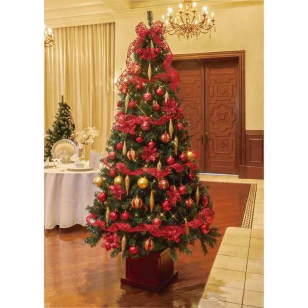 クリスマスツリー  ledライト 北欧_ベース付きクリスマスツリーセット レッド 高さ150cm_5...