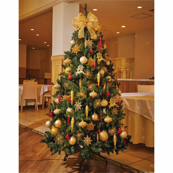 クリスマスツリー  ledライト 北欧_ゴージャスクリスマスツリーセット ゴールド 高さ180cm_...