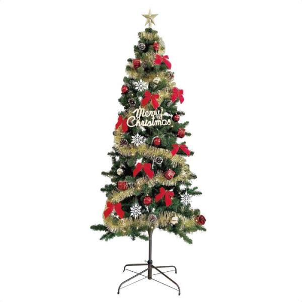 クリスマスツリー  ledライト 北欧_スタンダードクリスマスツリーセット レッド 高さ210cm_...