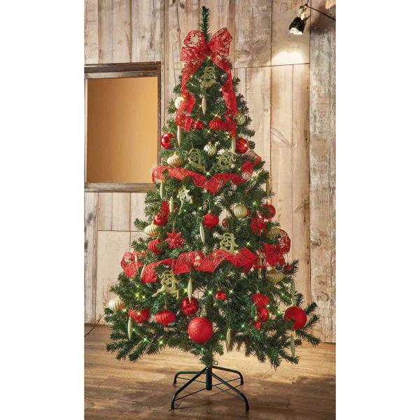 クリスマスツリー  ledライト 北欧_クリスマスツリーセット レッド 高さ180cm_38-22-...