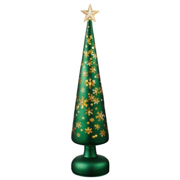 クリスマス 飾り 飾り付け 装飾_LEDガラスライトツリー 台付き グリーン 1個_38-87-4-...