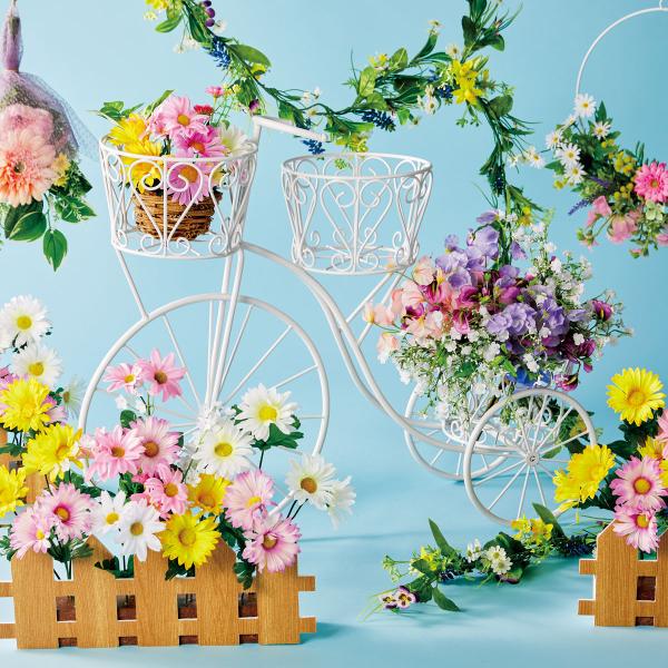 プランターボックス フラワースタンド インテリア おしゃれ_自転車プランタースタンド ホワイト 1個...