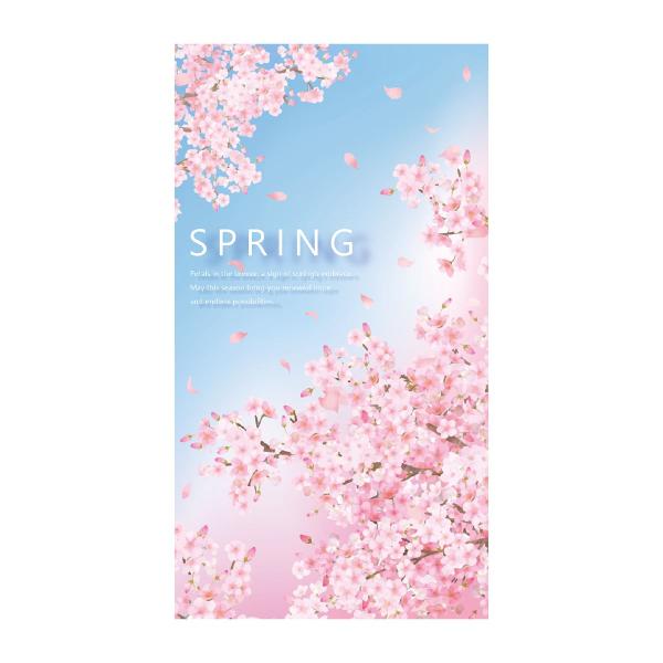 タペストリー おしゃれ 大判 風景_バックグラウンドシート 桜と青空 120×220cm [防炎加工...