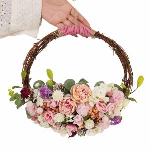 リース 花 玄関 造花_【直径34cm】ナチュ...の詳細画像1