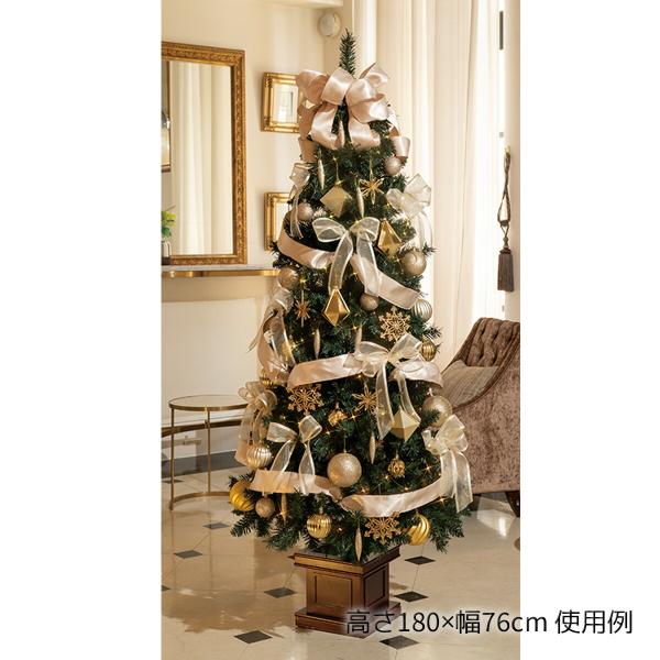 クリスマスツリー  ledライト 北欧_木製ベース スリムクリスマスツリーセット ゴールド 高さ18...