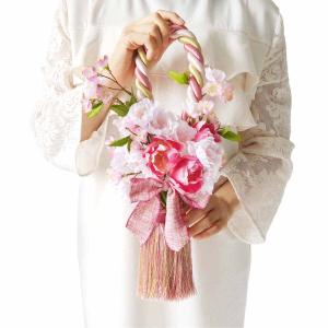 リース 花 玄関 造花_桜タッセル造花リース ...の詳細画像1