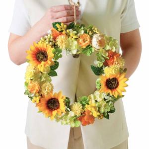 リース 花 玄関 造花_【直径30cm】ひまわ...の詳細画像1