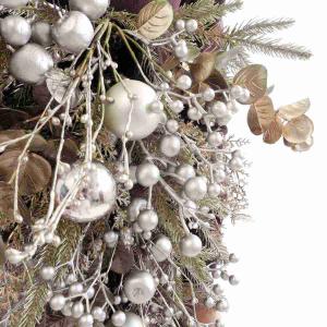 クリスマスリース おしゃれ 玄関 造花_ゴール...の詳細画像2