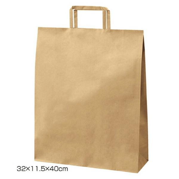 【50枚入り】クラフト手提げ紙袋 平ひも ローコストタイプ 茶無地 幅32×奥行11.5×高さ40c...