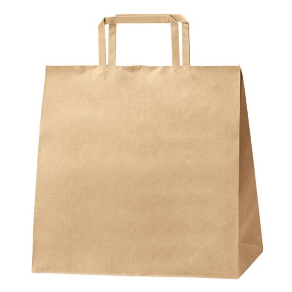 【50枚入り】クラフト手提げ紙袋 平ひも ローコストタイプ 茶無地 幅26×奥行16×高さ26cm_...