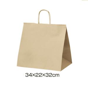 【50枚入り】クラフト手提げ紙袋 丸ひも ローコストタイプ 茶無地 34×22×32cm_61-813-81-10_36001-852