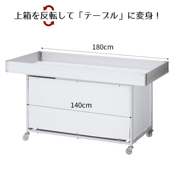 ワゴン バスケットワゴン 販売台 陳列台_平台ワゴン 白 W180cm (耐荷重125kg) 1台_...