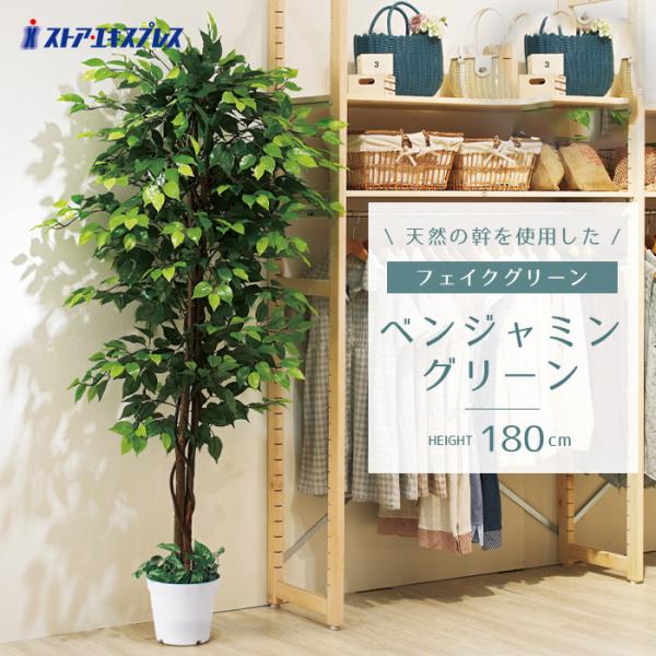 フェイクグリーン 観葉植物 フェイク 人工観葉植物_ベンジャミングリーン 人工樹木 H180cm 1...