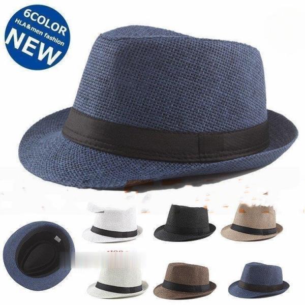 帽子　メンズ 中折れ帽 ぼうし ハット 通気性 麦わら帽子 UVカット 夏用帽子 紳士 旅行 通勤 ...