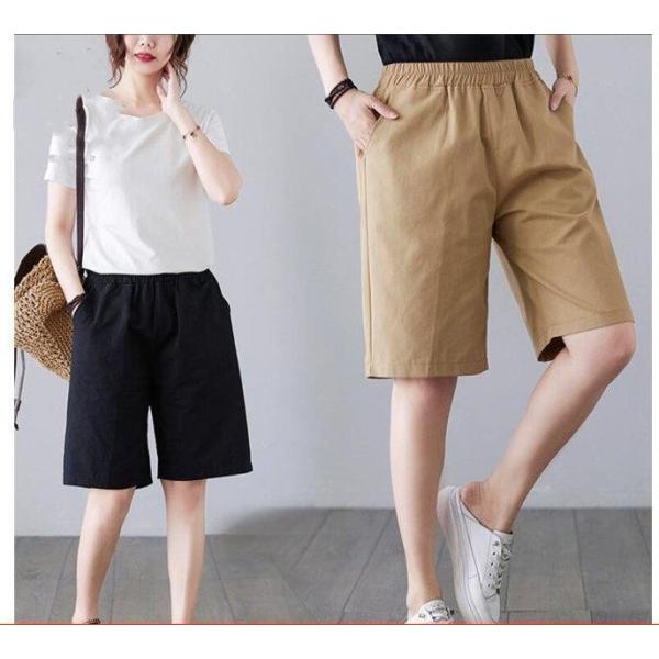 ショートパンツ レディース 短パン 5分丈 ハーフパンツ ワイドパンツ 綿麻 夏 ボトムス 20代 ...