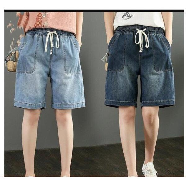 ショートパンツ デニムパンツ レディース 5分丈 ハーフパンツ ワイドパンツ ジーンズ ジーパン 夏...