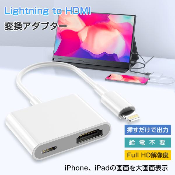 ＼SALE／【挿すだけで使用 給電不要】lightning to HDMI 変換ダプター フルHD ...