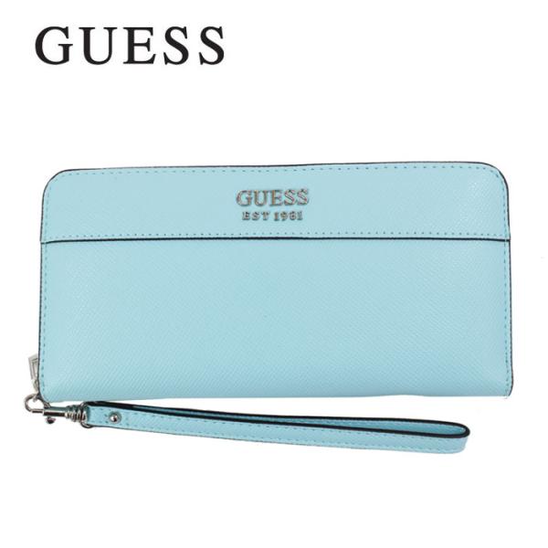 ゲス 財布 AY787046 AQUA アクア 浮きロゴ GUESS ラウンドファスナー財布 長財布...