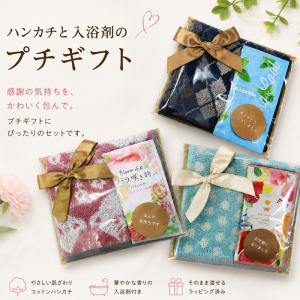 プチギフト ギフトセット ハンカチ 入浴剤 セット 個包装 ラッピング済み メッセージシール選択可 お礼 退職 異動 挨拶 粗品 景品 お配りギフト ab-608400