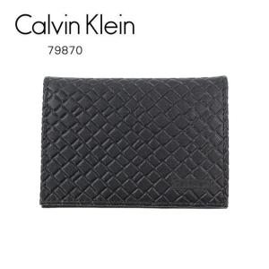 カルバンクライン カードケース 79870 CK Calvin Klein REID素材 格子柄  名刺入れ  財布 レザー メンズ ブラック ag-218600｜store-goods