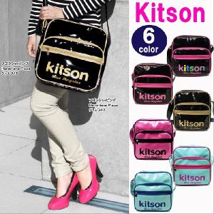キットソン バッグ キットソン ショルダー バッグ PVC 2段ポケット 四角型  斜め掛け Kitson キットソン バッグ 全6色 ag86200