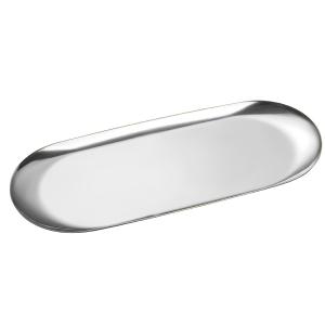 ColorfylCoco ステンレス キャッシュトレイ コイントレイ 会計皿 おしぼり置き 釣り銭 トレー 楕円形 (シルバー, Lサイズ)