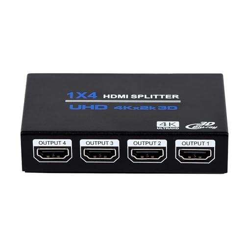 J-Wonlyus 1x4 HDMIスプリッター HDMI 分配器 1 入力 4 出力 オーディオビ...