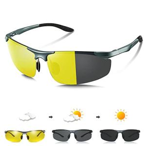 YAYGOD 調光サングラス 夜間増光 昼夜兼用 偏光サングラス 快速変色/紫外線カット/超軽量/ 調光レンズ スポーツサングラスUV400