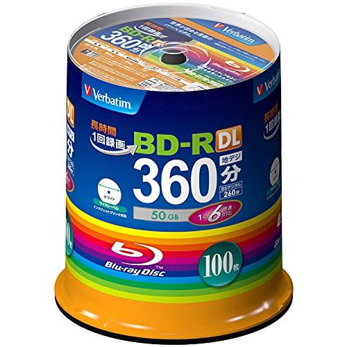 Verbatim バーベイタム 1回録画用 ブルーレイディスク BD-R 50GB 100枚 ホワイ...