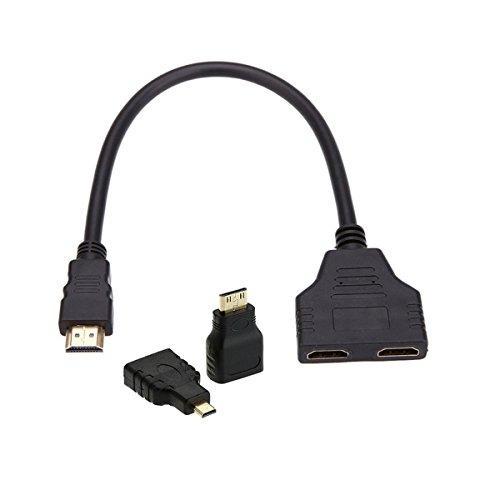 CY HDMI toデュアルHDMIメスYスプリッタスイッチ延長アダプタケーブルwith Micro...